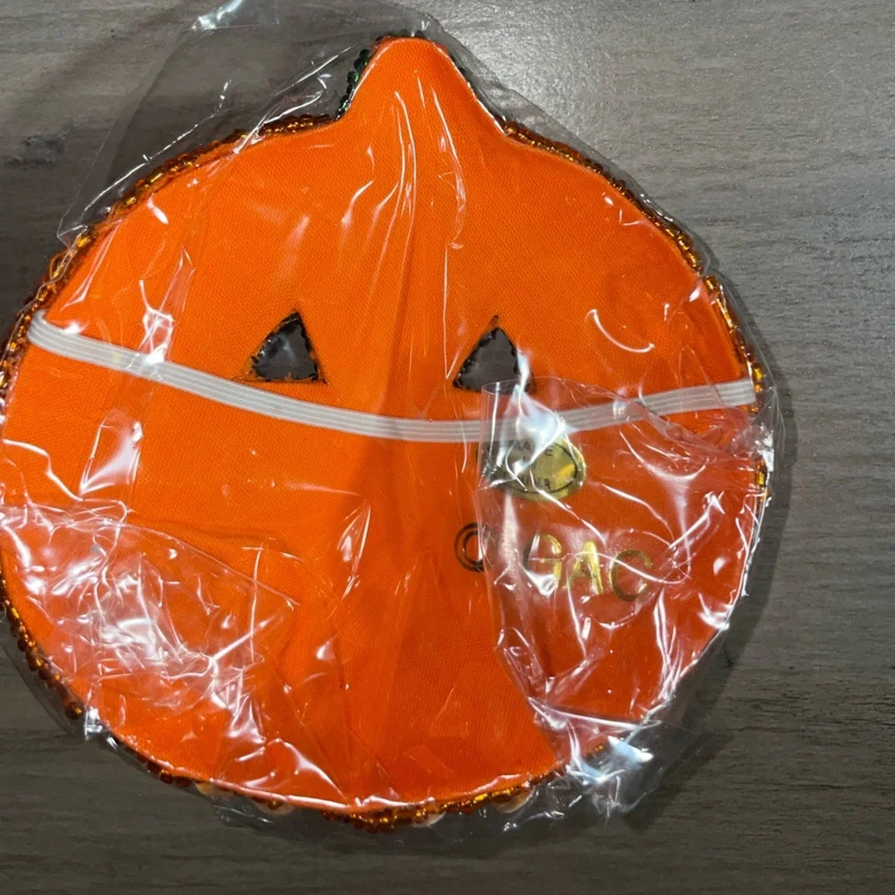 ORANGE sequined Jack o lantern craft decor NWT